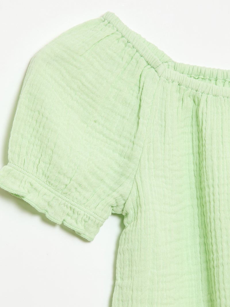Conjunto blusa + short liso - 2 peças Verde - Kiabi