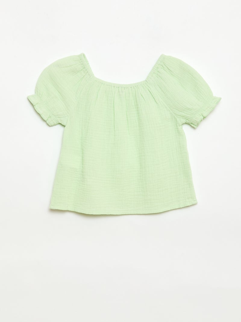 Conjunto blusa + short liso - 2 peças Verde - Kiabi
