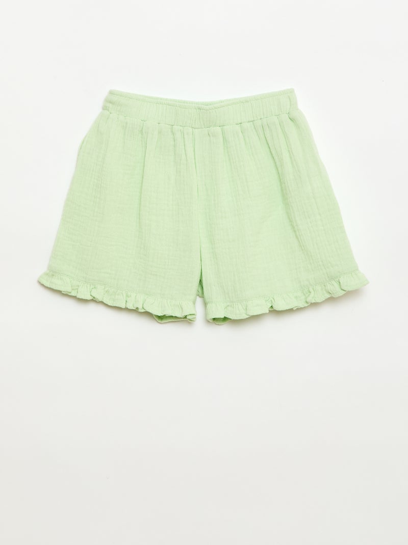 Conjunto blusa + short liso - 2 peças Verde - Kiabi
