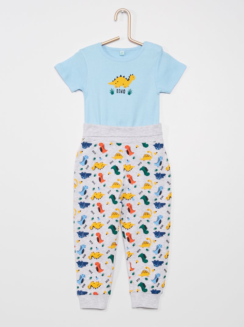 Conjunto body + calças Azul/ Cinza - Kiabi