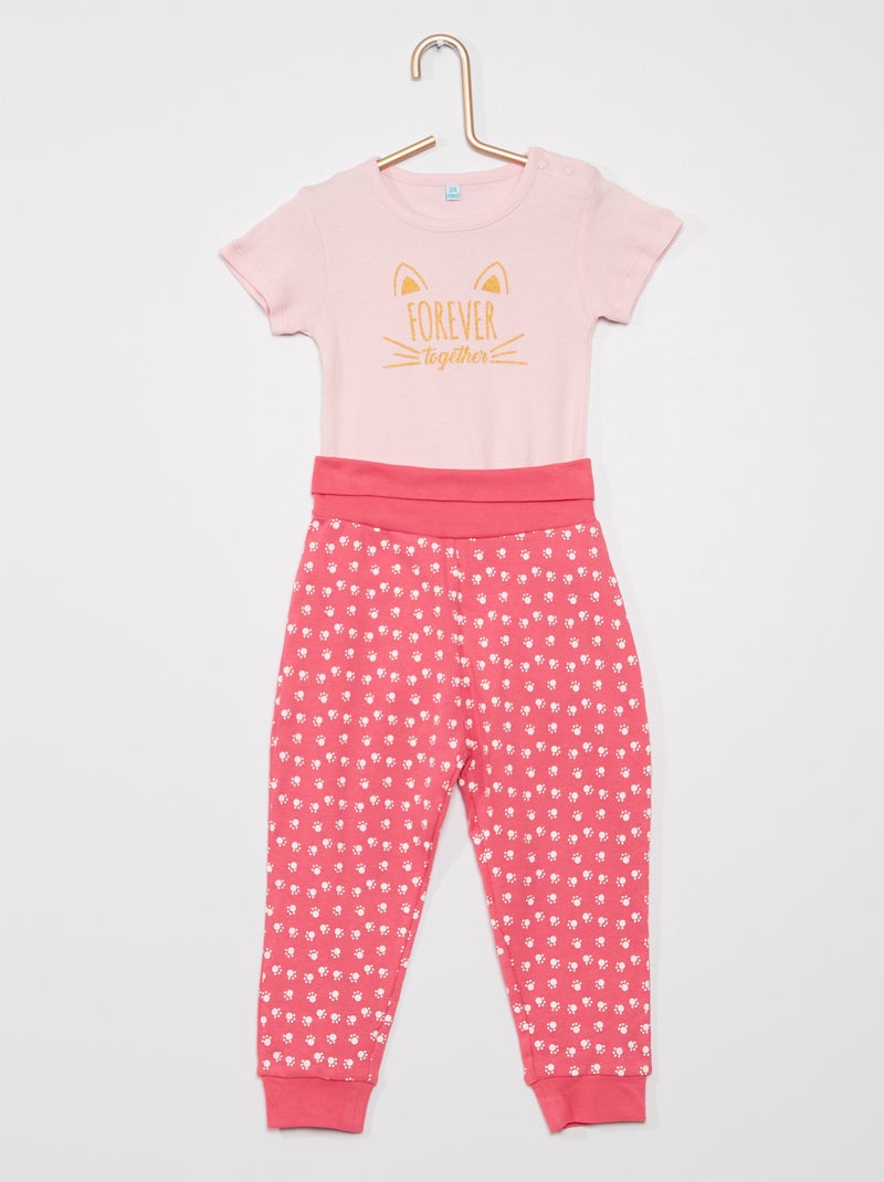 Conjunto body + calças Rosa/ Fuxia - Kiabi