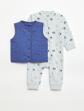 Conjunto body + colete acolchoado