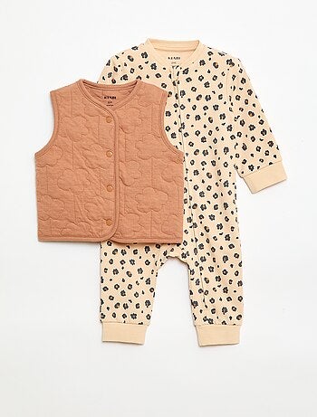 Conjunto body + colete acolchoado