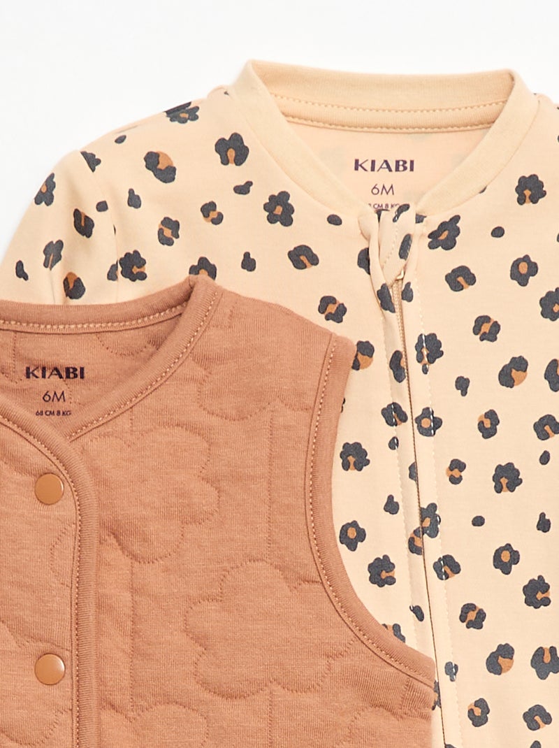 Conjunto body + colete acolchoado Castanho - Kiabi