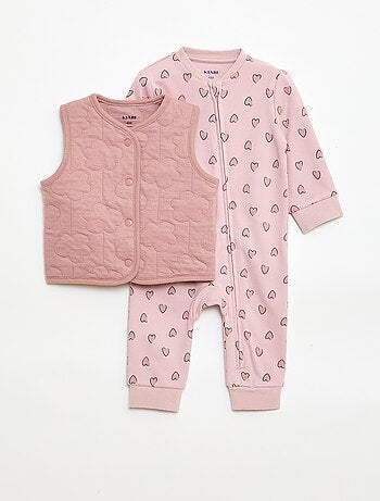 Conjunto body + colete acolchoado