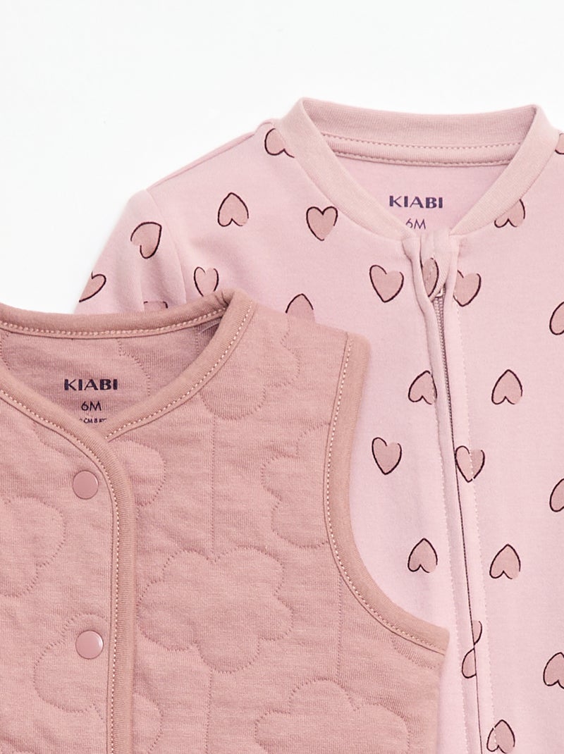 Conjunto body + colete acolchoado Rosa - Kiabi