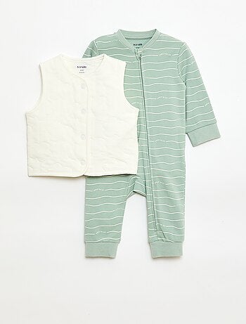 Conjunto body + colete acolchoado