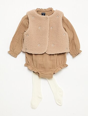 Conjunto body + colete + collants