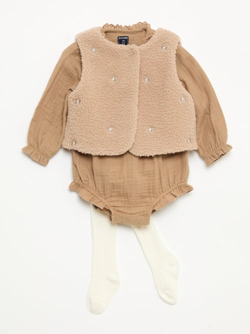 Conjunto body + colete + collants - Kiabi