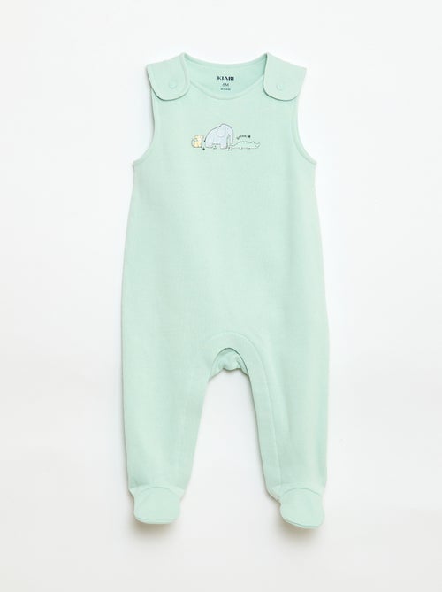 Conjunto body de mangas compridas + jardineira com pés - Kiabi