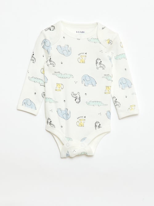 Conjunto body de mangas compridas + jardineira com pés - Kiabi