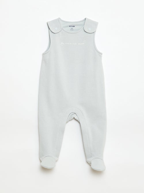 Conjunto body de mangas compridas + jardineira com pés - Kiabi
