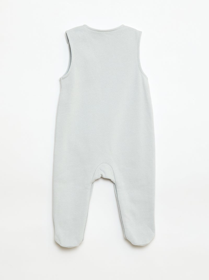 Conjunto body de mangas compridas + jardineira com pés Branco - Kiabi
