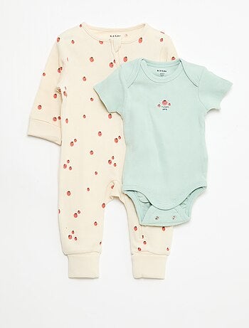 Conjunto body evolutivo + pijama em malha canelada