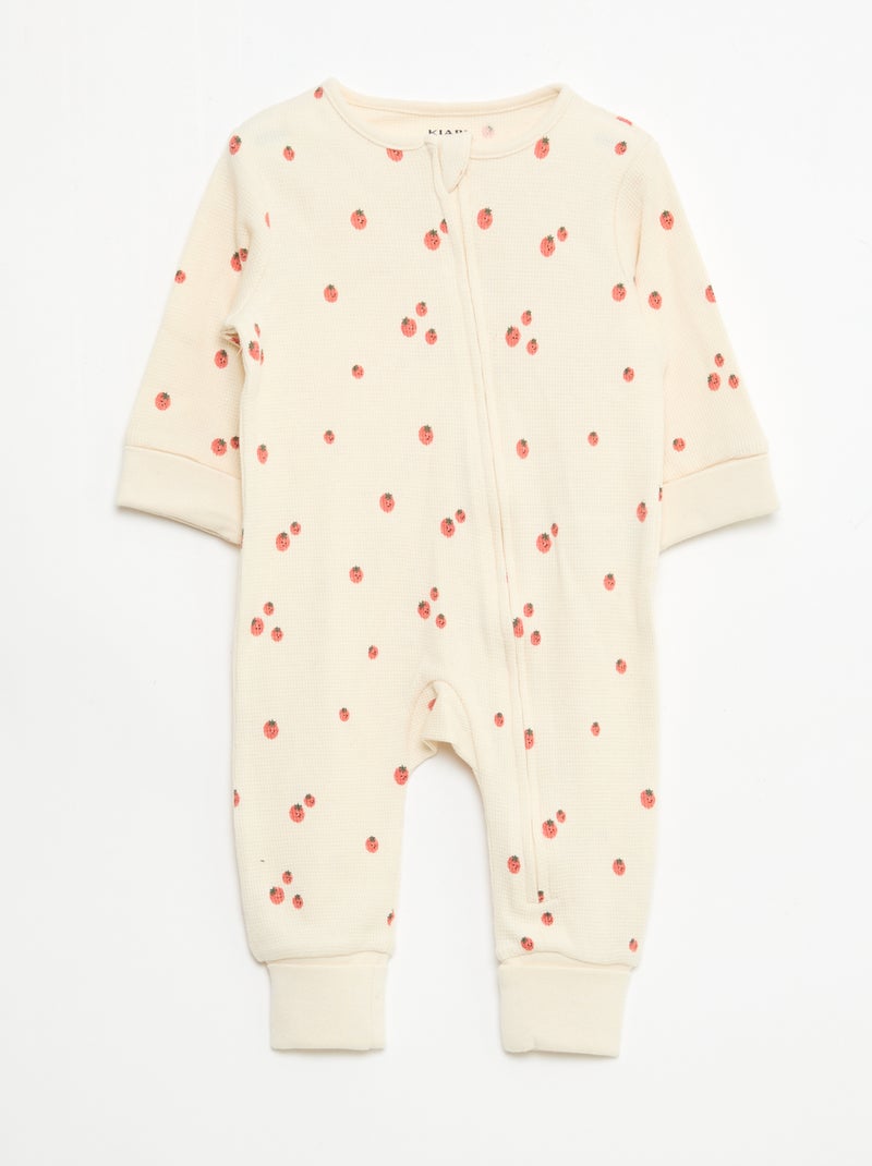 Conjunto body evolutivo + babygrow em malha canelada Branco - Kiabi