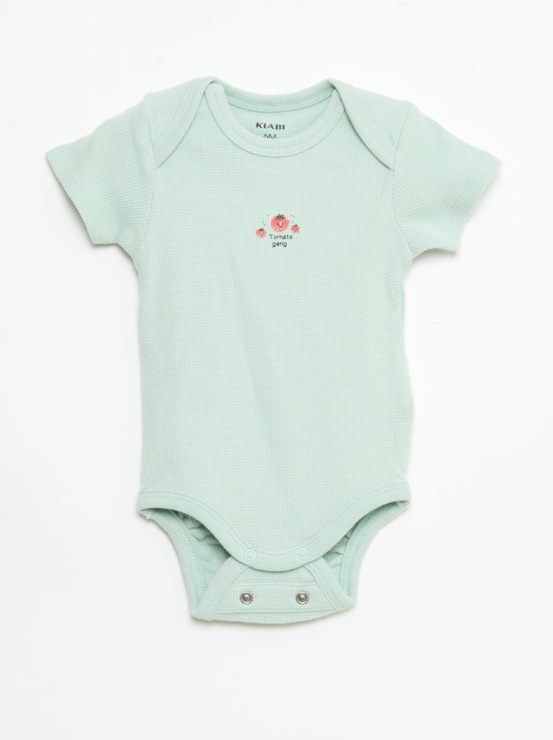 Conjunto body evolutivo + babygrow em malha canelada Branco - Kiabi