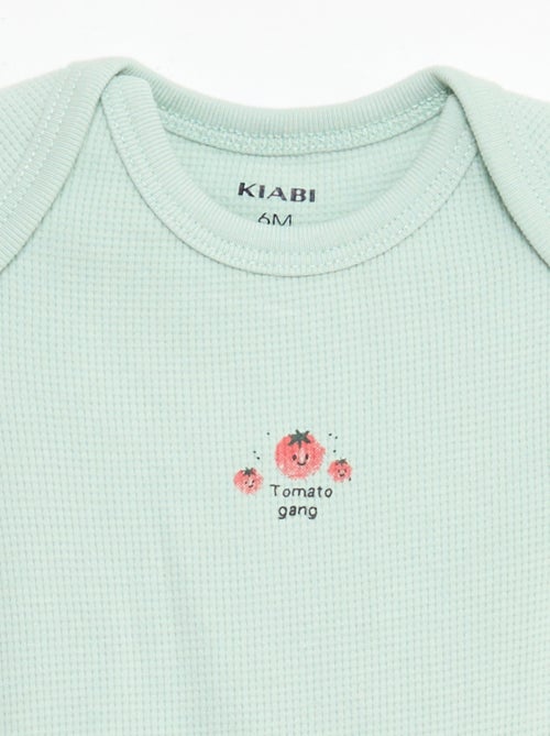 Conjunto body evolutivo + babygrow em malha canelada - Kiabi