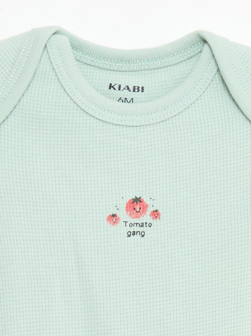 Conjunto body evolutivo + babygrow em malha canelada Branco - Kiabi