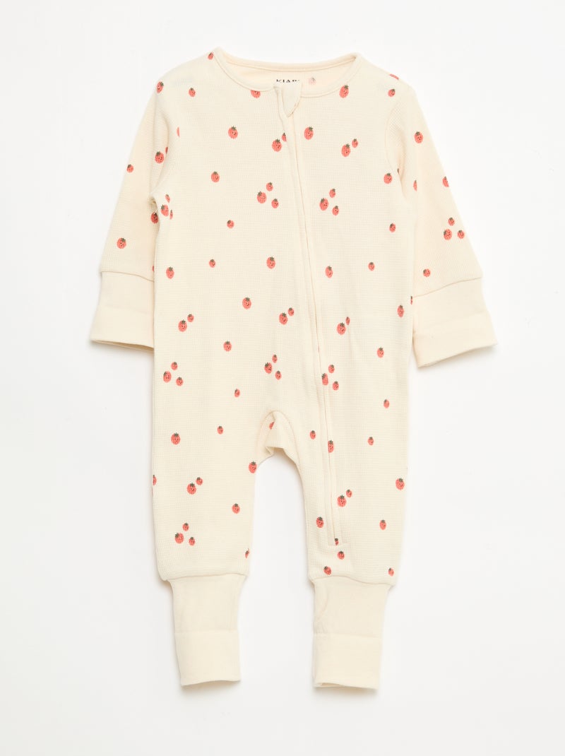 Conjunto body evolutivo + babygrow em malha canelada Branco - Kiabi