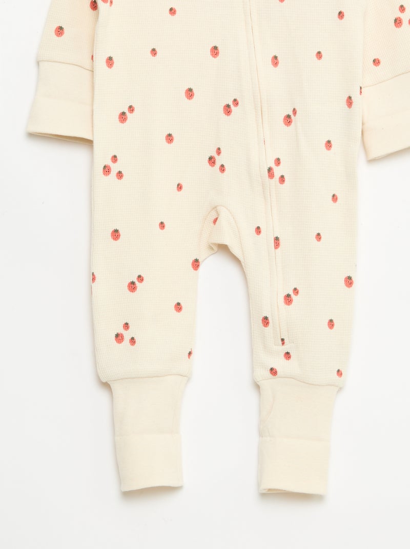 Conjunto body evolutivo + babygrow em malha canelada Branco - Kiabi