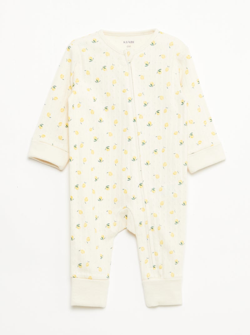 Conjunto body evolutivo + pijama em malha canelada Amarelo - Kiabi
