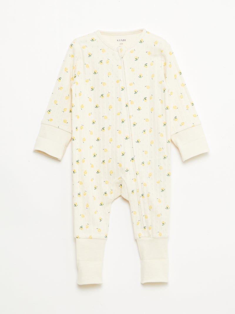 Conjunto body evolutivo + pijama em malha canelada Amarelo - Kiabi
