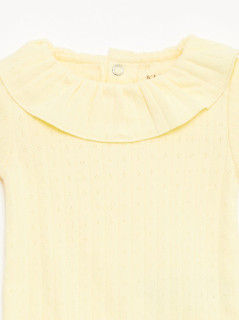 Conjunto body evolutivo + pijama em malha canelada Amarelo - Kiabi