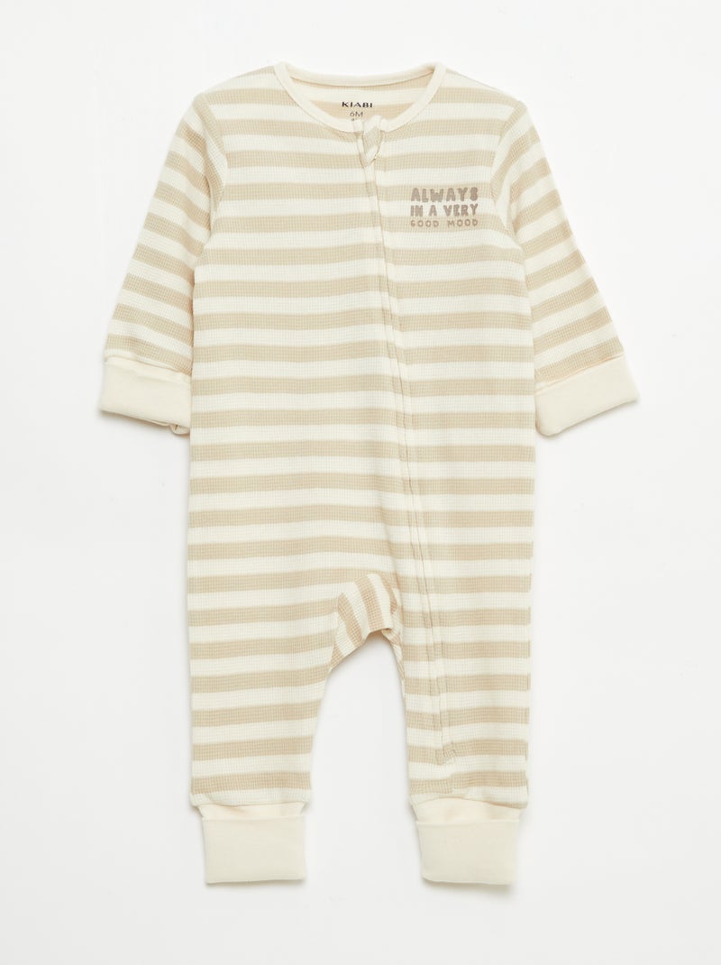 Conjunto body evolutivo + pijama em malha canelada Castanho - Kiabi