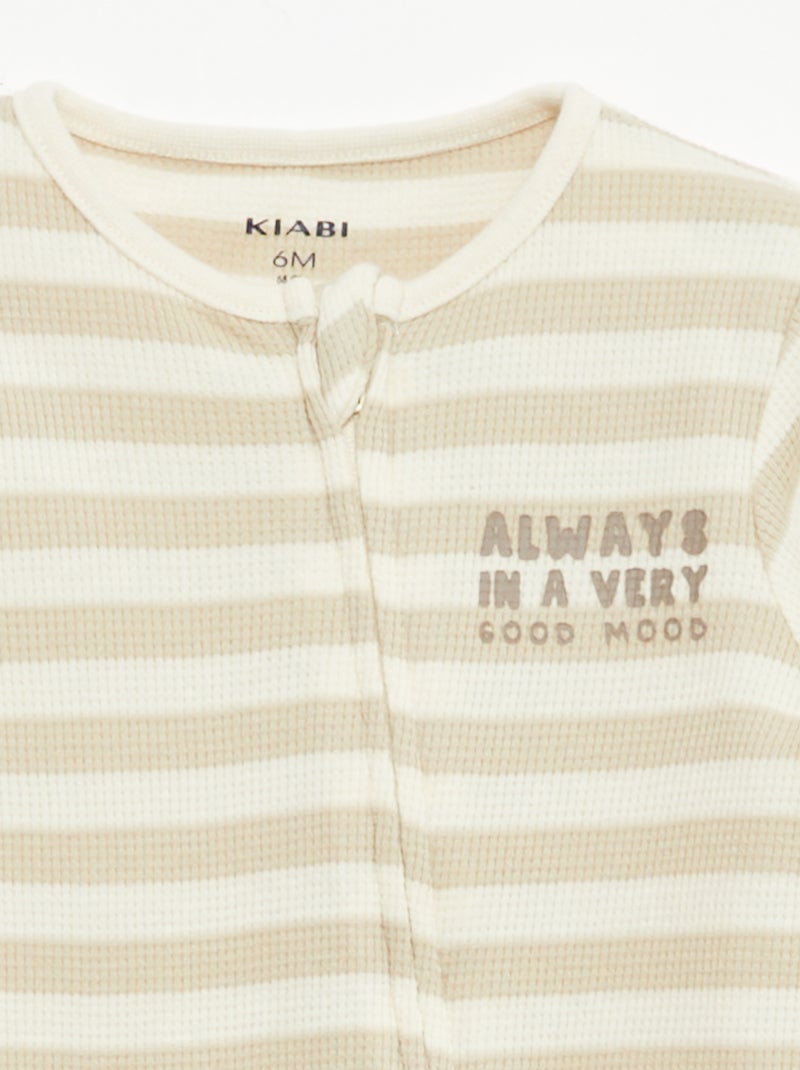 Conjunto body evolutivo + pijama em malha canelada Castanho - Kiabi