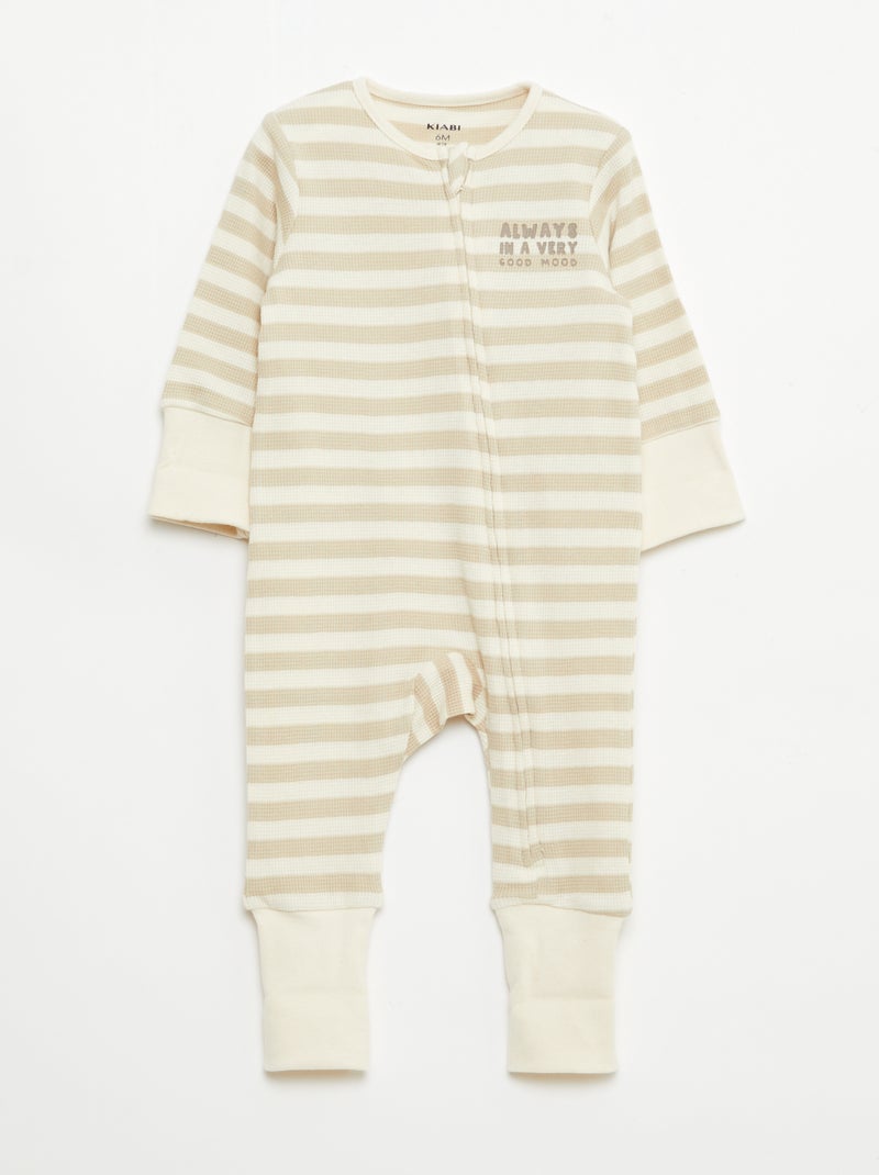 Conjunto body evolutivo + pijama em malha canelada Castanho - Kiabi