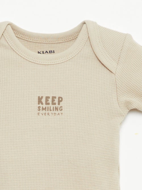 Conjunto body evolutivo + pijama em malha canelada - Kiabi