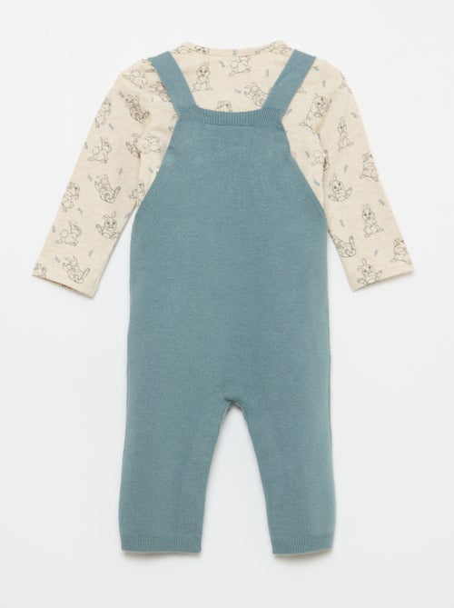 Conjunto body + jardineira de malha + gorro 'Disney' - 3 peças - Kiabi