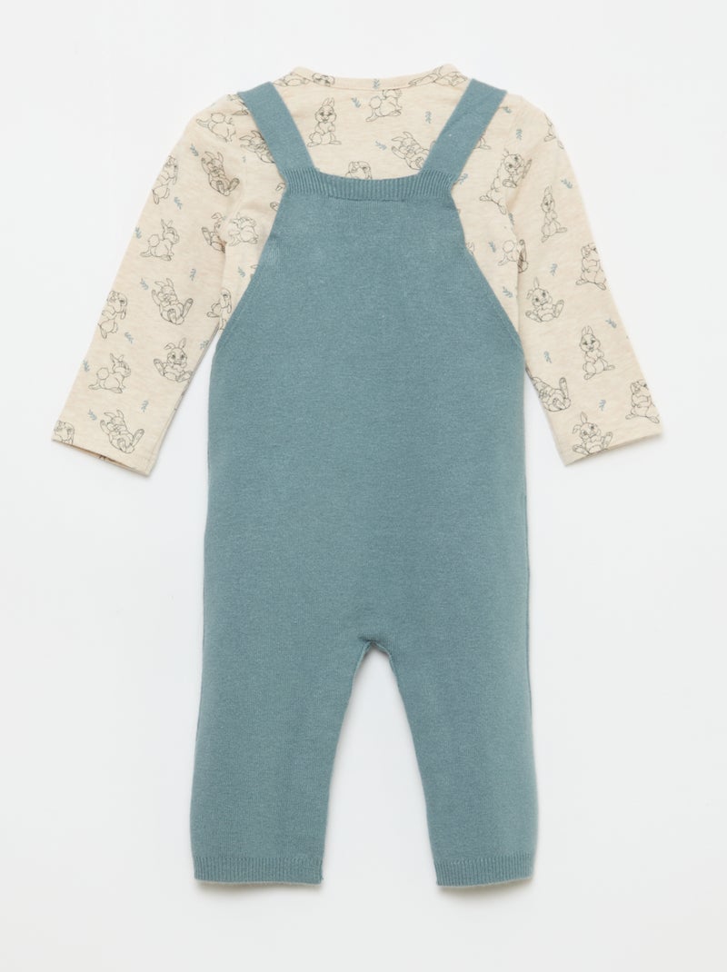 Conjunto body + jardineira de malha + gorro 'Disney' - 3 peças Azul - Kiabi