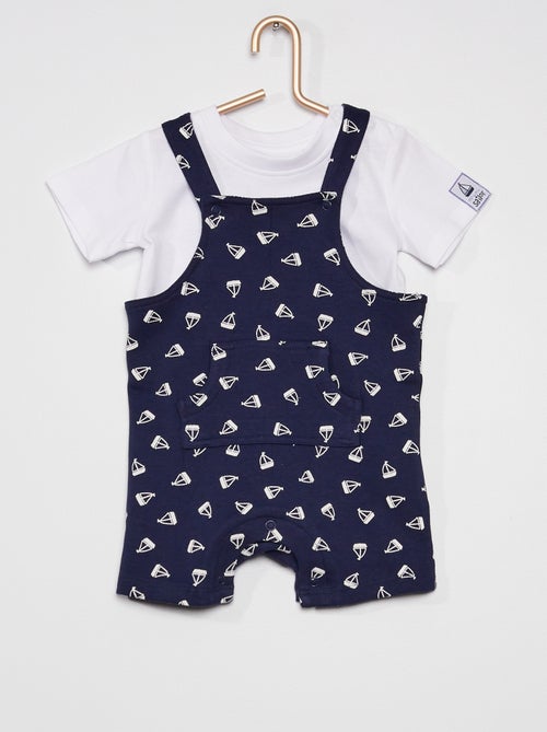 Conjunto body + jardineiras 'marinheiro' - Kiabi