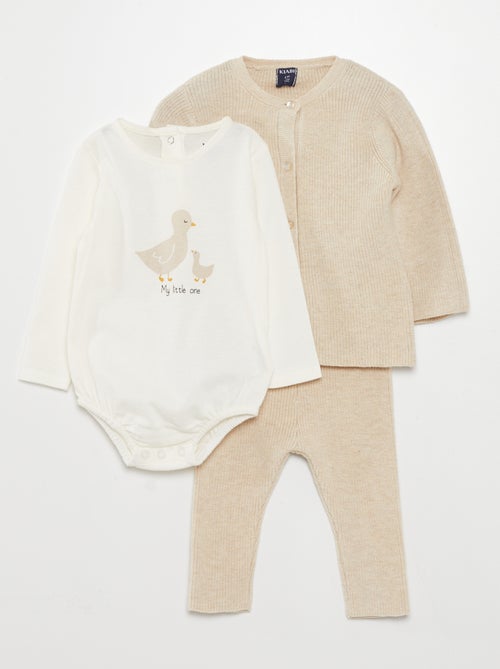 Conjunto body + leggings + casaco - Kiabi