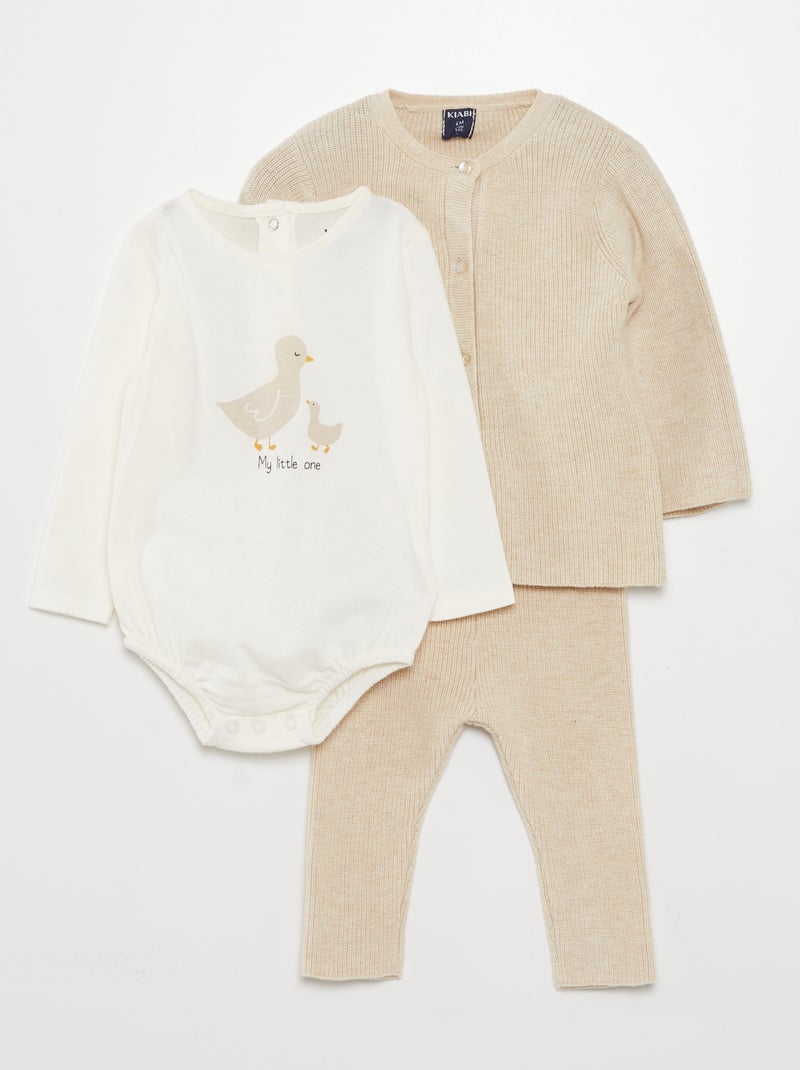 Conjunto body + leggings + casaco BRANCO - Kiabi