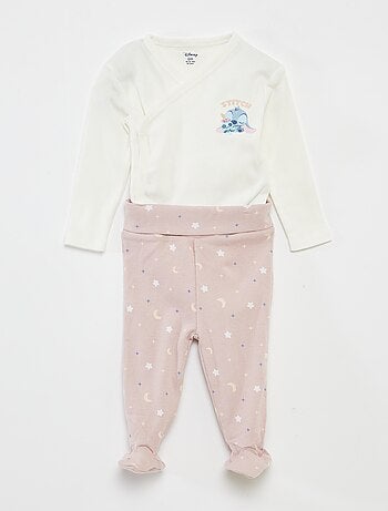 Conjunto body + leggings com pés 'Stitch'