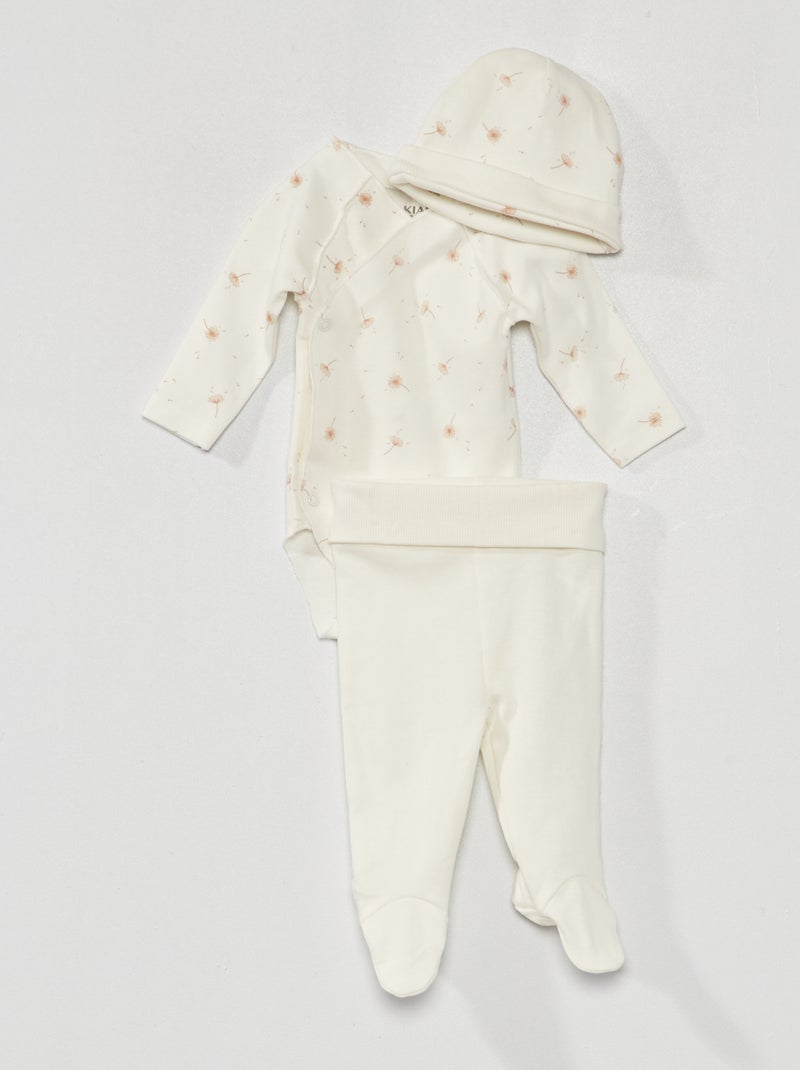 Conjunto body + leggings + gorro - 3 peças BRANCO - Kiabi