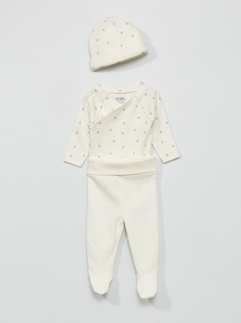 Conjunto body + leggings + gorro - 3 peças BRANCO - Kiabi