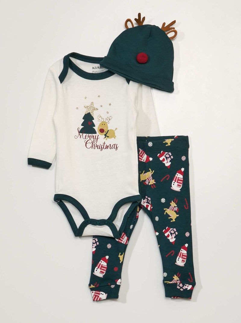 Conjunto body + leggings + gorro - 3 peças BRANCO - Kiabi