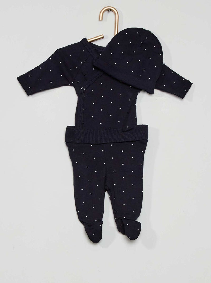 Conjunto body + leggings + gorro AZUL - Kiabi