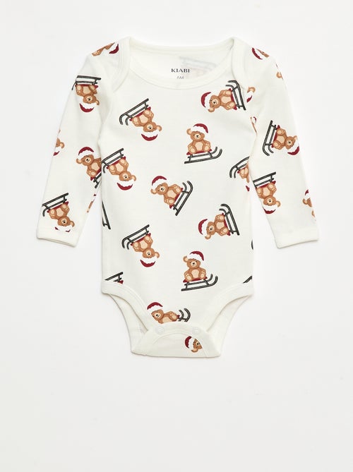 Conjunto body + leggings + gorro Natal em algodão - Kiabi