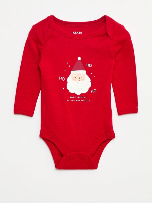 Conjunto body + leggings + gorro Natal em algodão - Kiabi