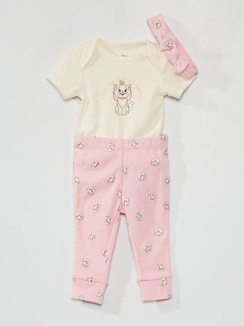 Conjunto body + leggings sem pés + bandolete BRANCO - Kiabi
