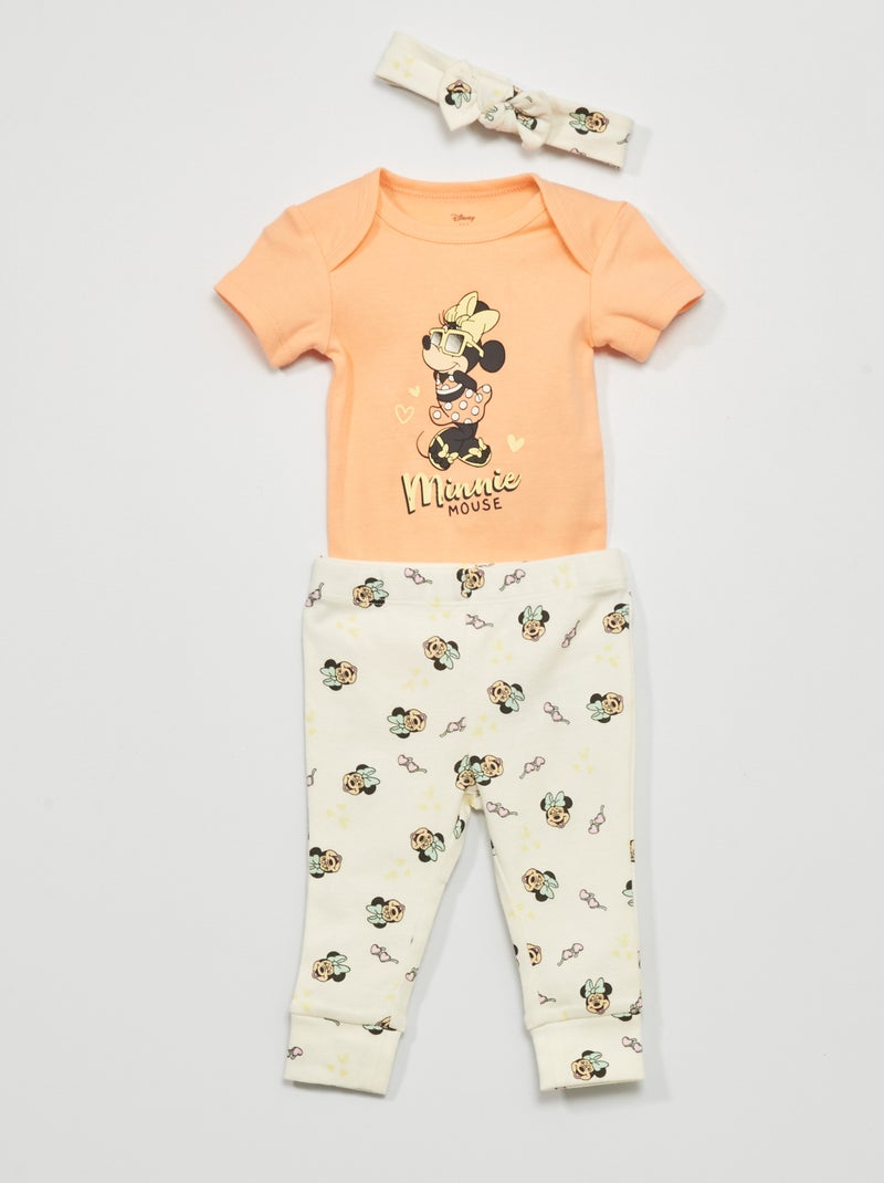 Conjunto body + leggings sem pés + bandolete Minnie - Kiabi