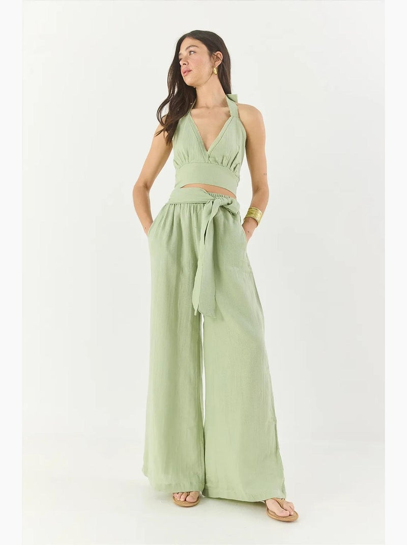 Conjunto boémio com calças curtas e cós elástico lucci Verde tília - Kiabi