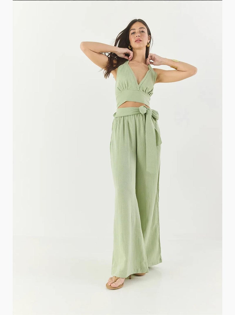 Conjunto boémio com calças curtas e cós elástico lucci Verde tília - Kiabi