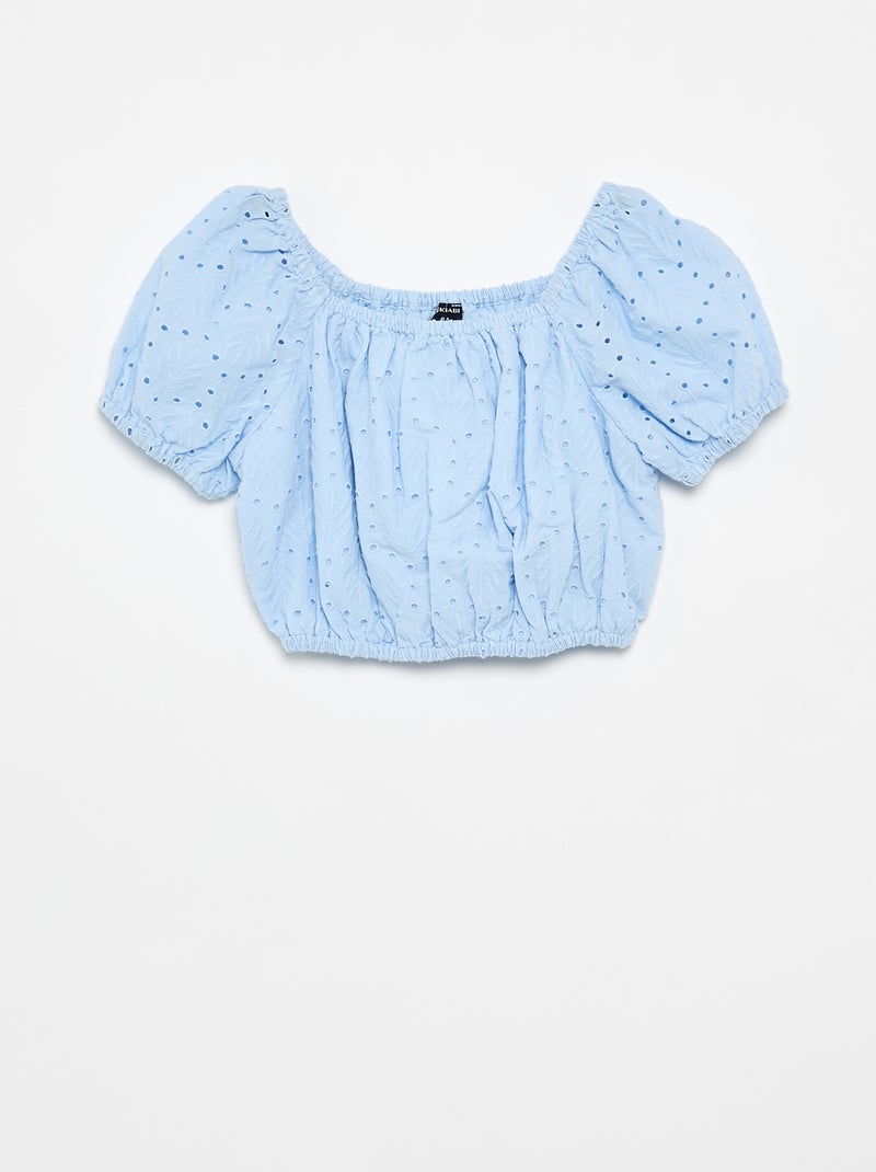 Conjunto bordado de 2 peças - calções + blusa Azul - Kiabi