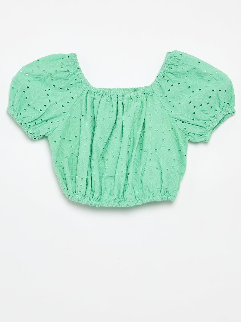Conjunto bordado de 2 peças - calções + blusa Verde - Kiabi