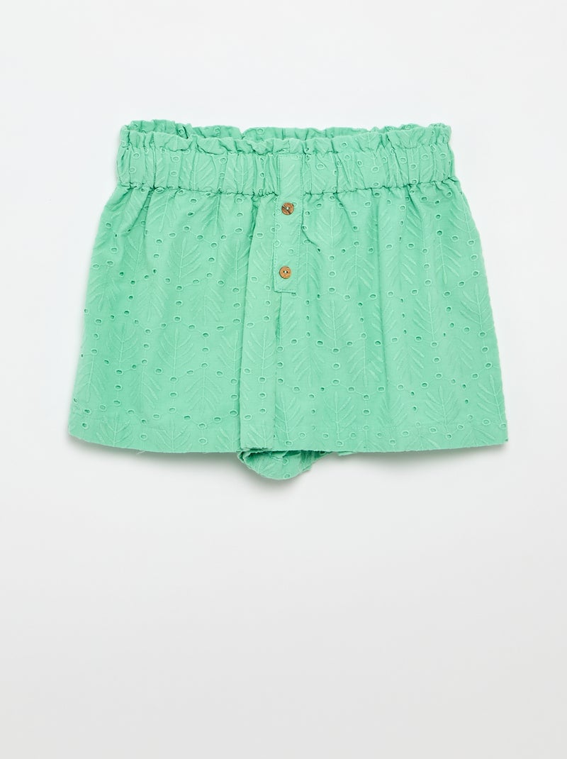 Conjunto bordado de 2 peças - calções + blusa Verde - Kiabi